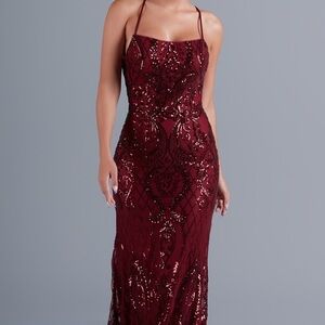 PromGirl Open Back Long Sequin Prom Dress
